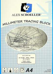 Alex Schoeller - Alex Schoeller Milimetrik Aydınger Kağıdı Defter A4 30 Yaprak Mavi ALX 502