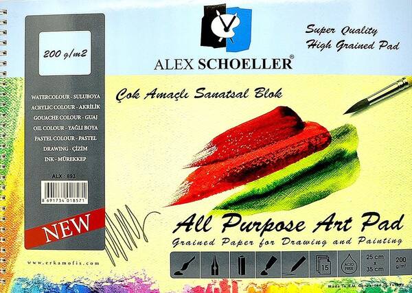 Alex Schoeller Çok Amaçlı Çizim Defteri 25x35cm 200gr 15 Sayfa ALX-89 - 1