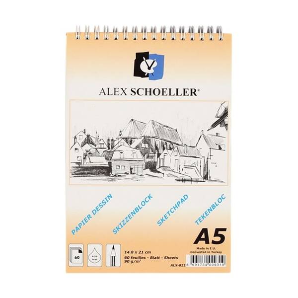 Alex Schoeller Sch. Spiralli Eskiz Blok 90Gr A5 60 Yaprak Alx-821