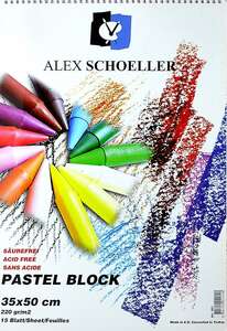 Alex Schoeller Pastel Boya Defteri 220gr 35X50cm 15 Yaprak Spiralli Renkli - Alex Schoeller