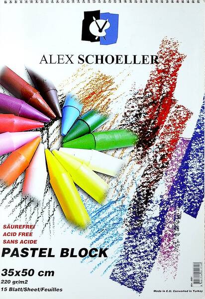 Alex Schoeller Pastel Boya Defteri 220gr 35X50cm 15 Yaprak Spiralli Renkli - 1