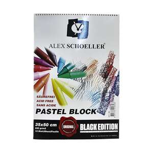 Alex Schoeller Pastel Boya Defteri 220gr 35X50cm 15 Yaprak Spiralli Siyah - Alex Schoeller