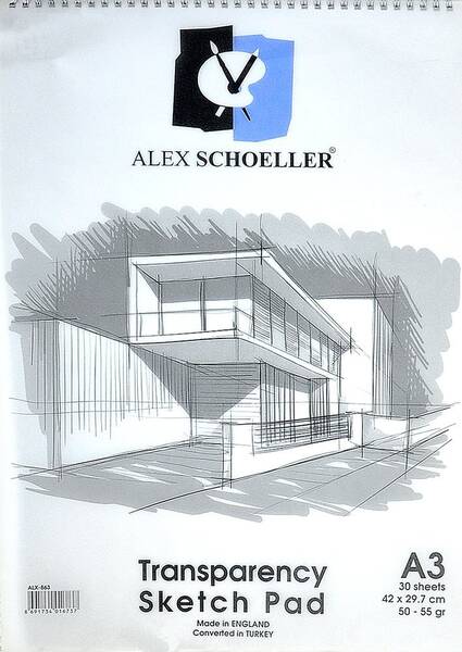 Alex Schoeller Eskiz Blok Transparan Spiralli 50/55gr A3 30 Yaprak ALX 863 - 1