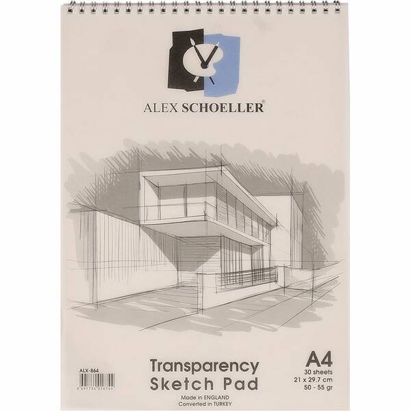 Alex Schoeller Eskiz Blok Transparan Spiralli 50/55gr A4 30 Yaprak ALX 864 - 1