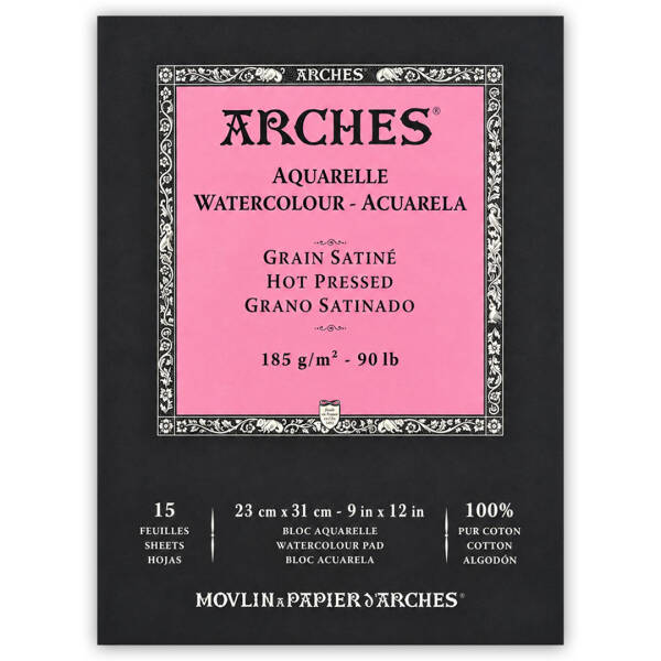 Arches Sulu Boya Defteri 185gr 23X31cm Hot Press Satin 15 Yaprak - 1