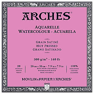 Arches Sulu Boya Defteri 300gr 20x20cm Hot Press Satin 20 Yaprak - Arches