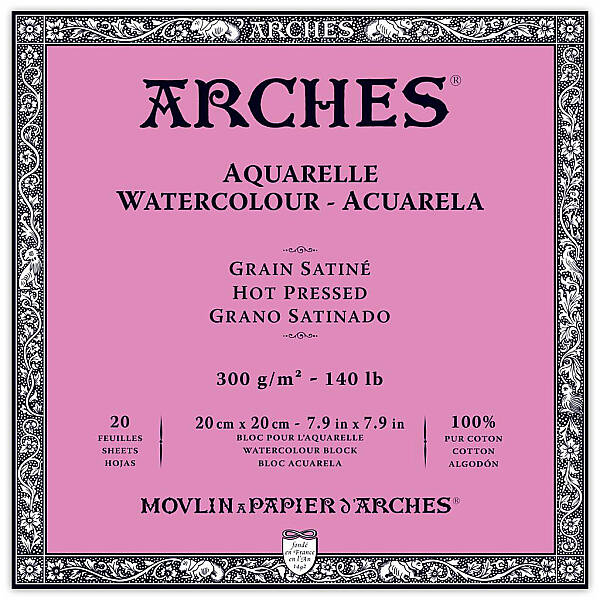 Arches Sulu Boya Defteri 300gr 20x20cm Hot Press Satin 20 Yaprak - 1