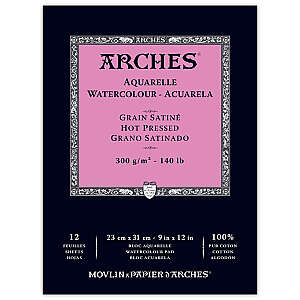 Arches Sulu Boya Defteri 300gr 23X31cm Hot Press Satin 12 Yaprak - Arches