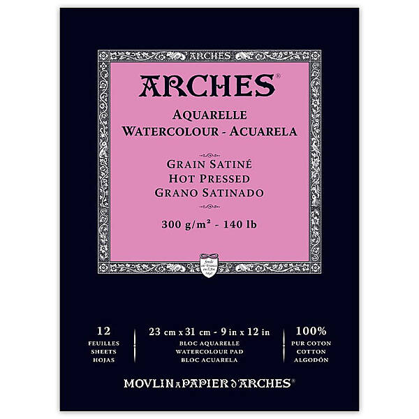 Arches Sulu Boya Defteri 300gr 23X31cm Hot Press Satin 12 Yaprak - 1