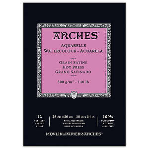 Arches Sulu Boya Defteri 300gr 26X36cm Hot Press Satin 12 Yaprak - Arches