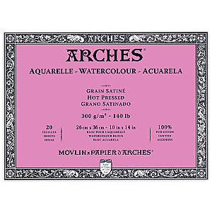 Arches Sulu Boya Defteri 300gr 26X36cm Hot Press Satin 20 Yaprak - Arches