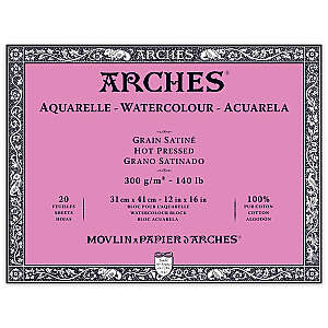 Arches Sulu Boya Defteri 300gr 31X41cm Hot Press Satin 20 Yaprak - Arches