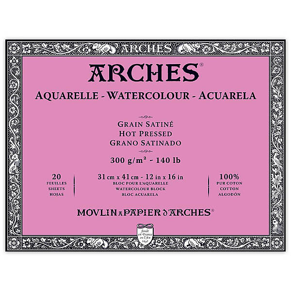 Arches Sulu Boya Defteri 300gr 31X41cm Hot Press Satin 20 Yaprak - 1