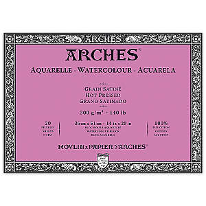 Arches Sulu Boya Defteri 300gr 36X51cm Hot Press Satin 20 Yaprak - Arches