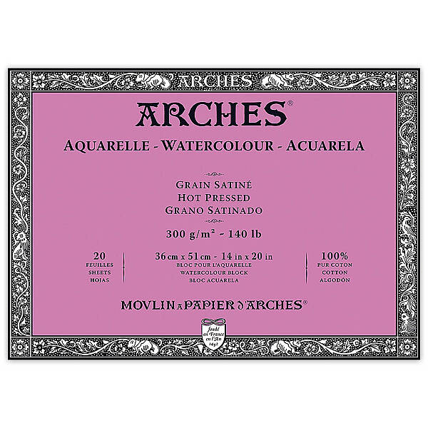 Arches Sulu Boya Defteri 300gr 36X51cm Hot Press Satin 20 Yaprak - 1