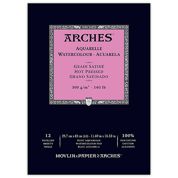 Arches Sulu Boya Defteri 300gr A3 Hot Press Satin 12 Yaprak - 1