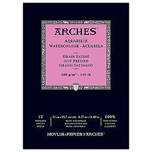 Arches Sulu Boya Defteri 300gr A4 Hot Press Satin 12 Yaprak - Arches