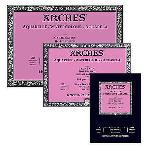 Arches Sulu Boya Defterleri 300gr Sıcak Baskı Saten Doku - Arches