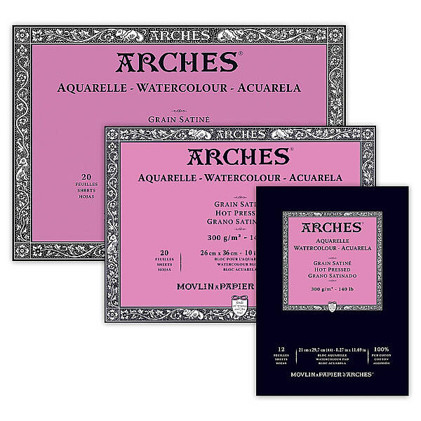 Arches Sulu Boya Defterleri 300gr Sıcak Baskı Saten Doku - 1