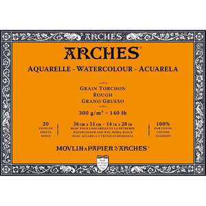 Arches Sulu Boya Kağıdı Blok Kalın Doku 300gr 36cmX51cm 20 Sayfa - Arches