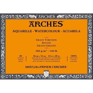 Arches - Arches Sulu Boya Kağıdı Blok Kalın Doku 300gr 36cmX51cm 20 Sayfa
