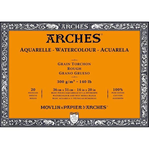 Arches Sulu Boya Kağıdı Blok Kalın Doku 300gr 36cmX51cm 20 Sayfa