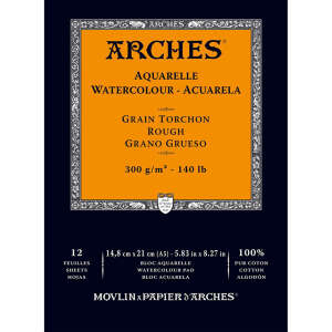 Arches Sulu Boya Kağıdı Blok Kalın Doku 300 g A5 12 Yaprak - Arches