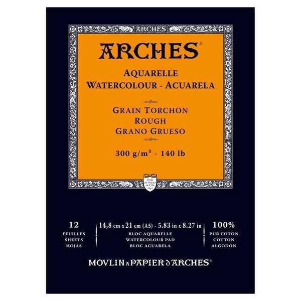 Arches Sulu Boya Kağıdı Blok Kalın Doku 300 g A5 12 Yaprak