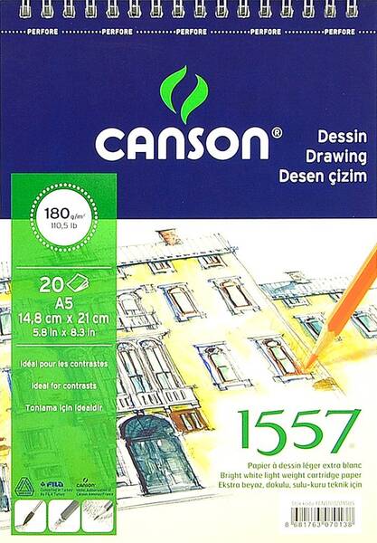 Canson 1557 Çizim Defteri 180Gr A5 20 Sayfa