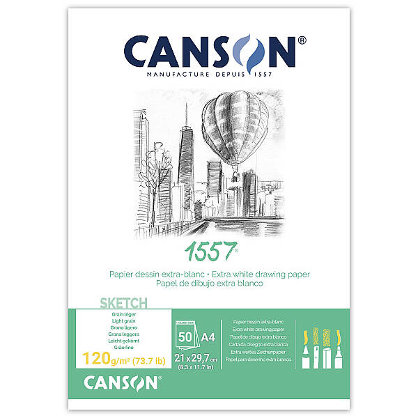 Canson 1557 Eskiz ve Çizim Defteri 120gr A4 50 Yaprak - 1