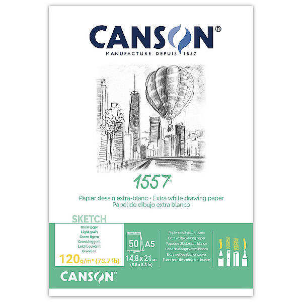 Canson 1557 Eskiz ve Çizim Defteri 120gr A5 50 Yaprak - 1