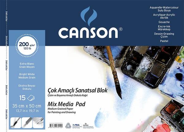 Canson Fineface Çok Amaçlı Resim Defteri 200gr 35X50cm 15 Yaprak - 1