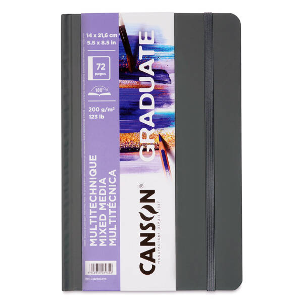 Canson Graduate Mixed Media Book Çok Amaçlı Defter 200gr 14X21,6cm Beyaz 36 Yaprak Dikey - 1