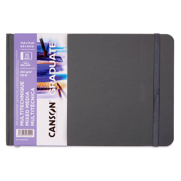 Canson Graduate Mixed Media Book Çok Amaçlı Defter 200gr 14X21,6cm Beyaz 36 Yaprak Yatay - 1
