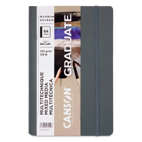 Canson Graduate Mixed Media Book Çok Amaçlı Defter 220gr 14X21,6cm Gri 32 Yaprak - 1