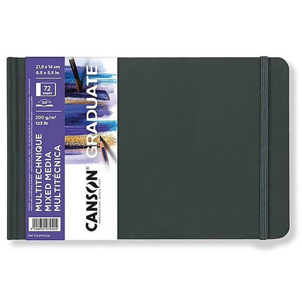 Canson Graduate Mixed Media Çok Amaçlı Defter 200gr 14X21,6cm 72 Yaprak Sert Kapak Yatay - 1