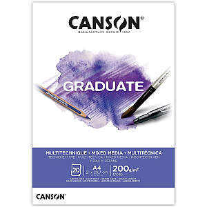 Canson Graduate Mixed Media Çok Amaçlı Defter 200gr A4 20 Yaprak - Canson