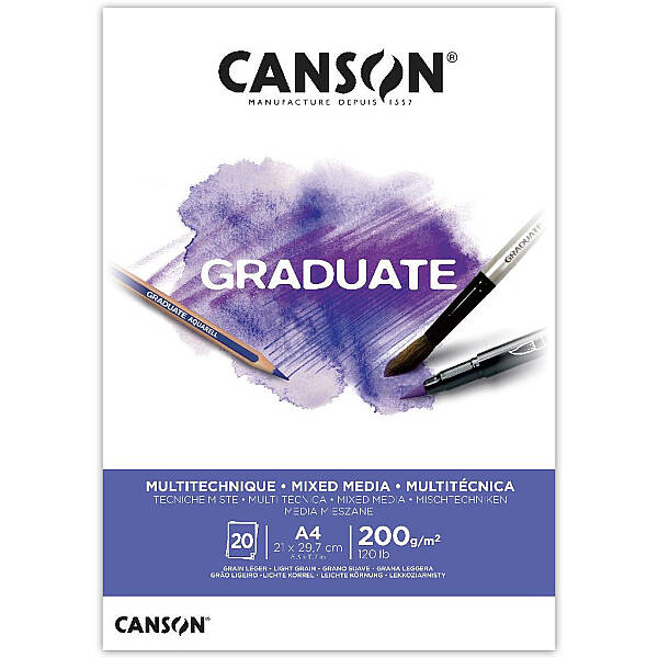 Canson Graduate Mixed Media Çok Amaçlı Defter 200gr A4 20 Yaprak - 1