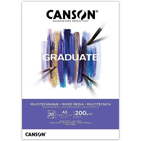 Canson Graduate Mixed Media Çok Amaçlı Defter 200gr A5 20 Yaprak - 1