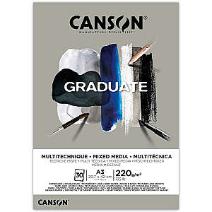 Canson Graduate Mixed Media Çok Amaçlı Defter 220gr A3 30 Yaprak Gri - Canson