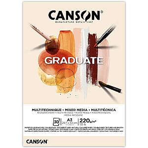 Canson Graduate Mixed Media Çok Amaçlı Defter 220gr A3 30 Yaprak Natural - Canson