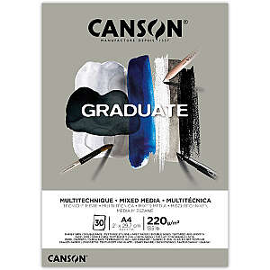 Canson Graduate Mixed Media Çok Amaçlı Defter 220gr A4 30 Yaprak Gri - Canson