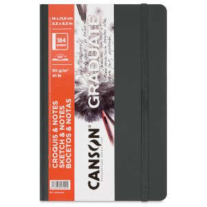 Canson Graduate Sketch & Notes Book Hardcover Defter 90gr 14X21,6cm 92 Yaprak Koyu Gri - Canson