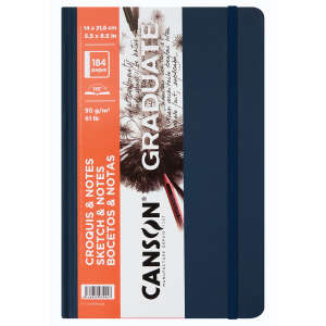 Canson Graduate Sketch & Notes Book Hardcover Defter 90gr 14X21,6cm 92 Yaprak Koyu Mavi - Canson