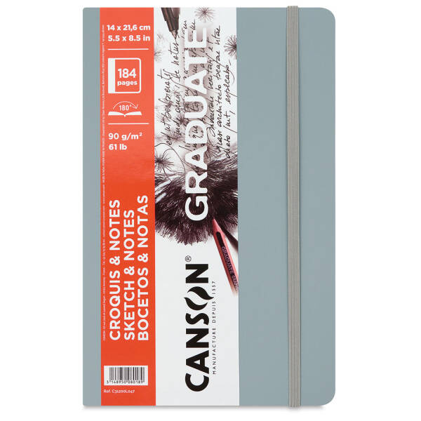 Canson Graduate Sketch & Notes Book Softcover Defter 90gr 14X21,6cm 92 Yaprak Açık Gri - 1