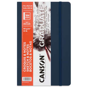 Canson Graduate Sketch & Notes Book Softcover Defter 90gr 14X21,6cm 92 Yaprak Koyu Mavi - Canson