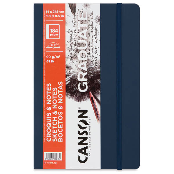 Canson Graduate Sketch & Notes Book Softcover Defter 90gr 14X21,6cm 92 Yaprak Koyu Mavi - 1