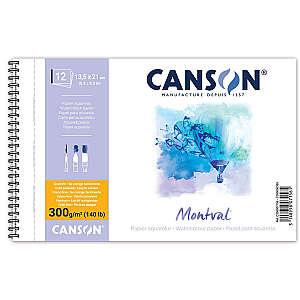 Canson Montval Sulu Boya Defteri 300gr 13,5x21cm Soğuk Baskı İnce Dokulu 12 Yaprak Spiralli - Canson