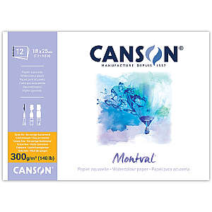 Canson Montval Sulu Boya Defteri 300gr 18X25cm Soğuk Baskı İnce Dokulu 12 Yaprak - Canson