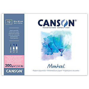 Canson Montval Sulu Boya Defteri 300gr 24X32cm Sıcak Baskı Dokusuz 12 Yaprak - Canson
